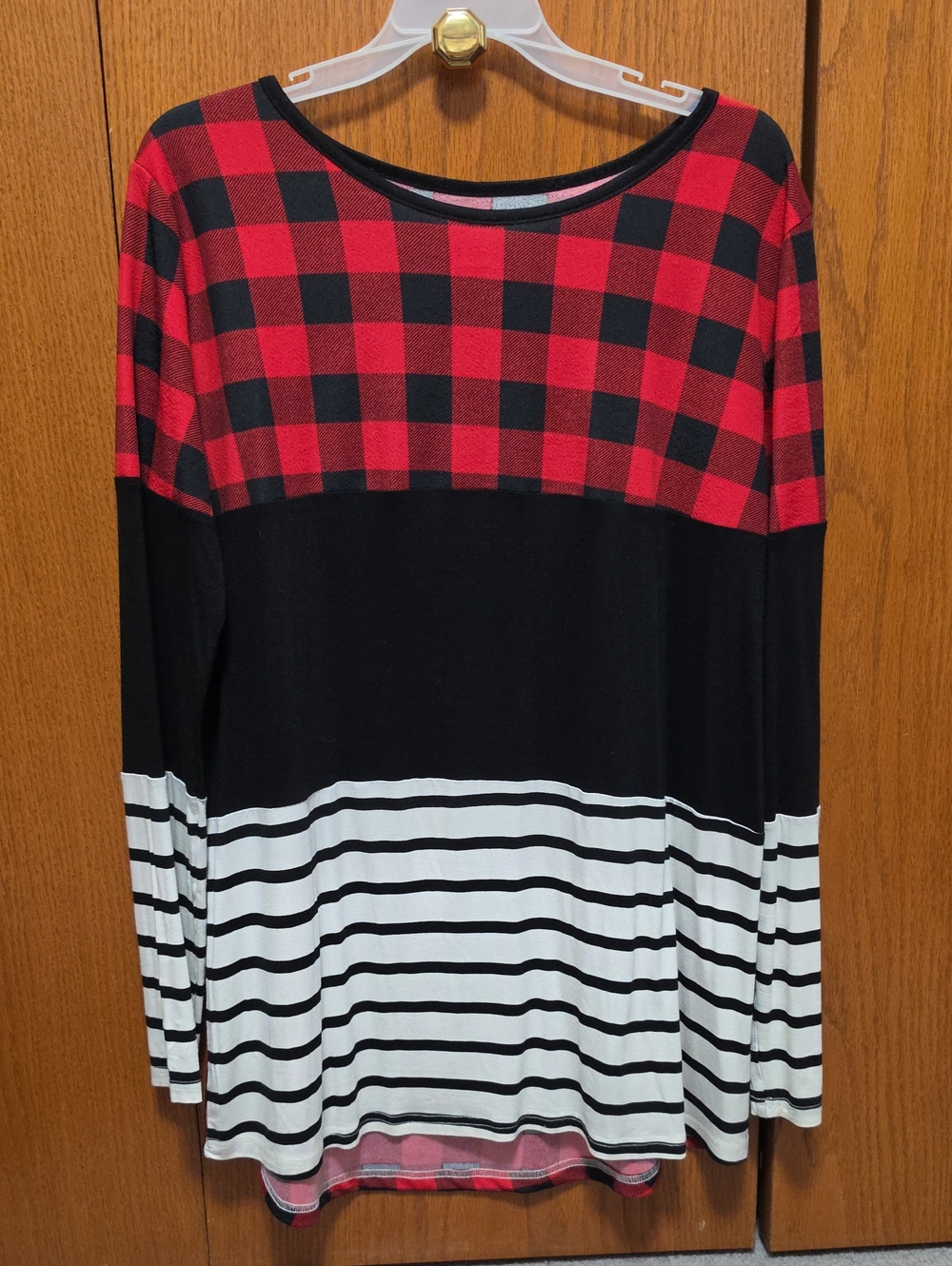 Tickled Teal Pink and Light Blue Buffalo Plaid Top